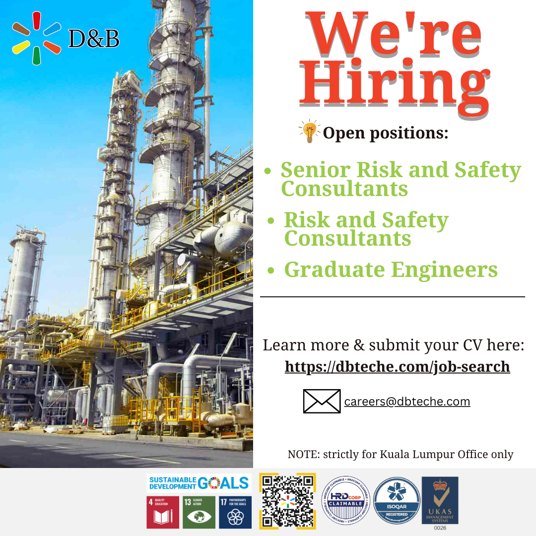 D&B Vacant Job Position posting image, includes Senior Risk and Safety Consultants, Risk and Safety Consultants and Graduate Engineers